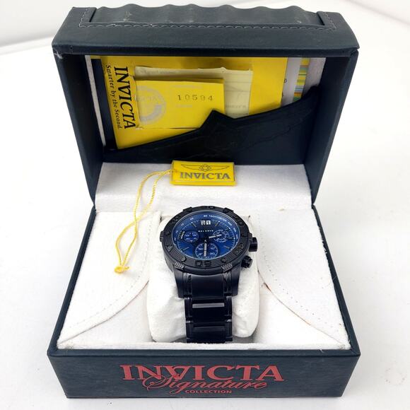 Invicta Signature Collection Chronograph Black & Blue Men's Watch NIB MSRP $675 - Picture 7 of 8